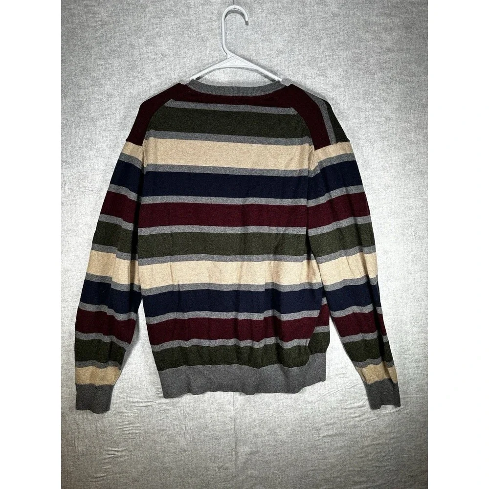 Cremieux Classics Sweater Men's L Multi-color Striped Cotton Cashmere Blend